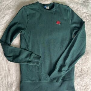 H&M Dark Green Crewneck Sweater with Red Rose